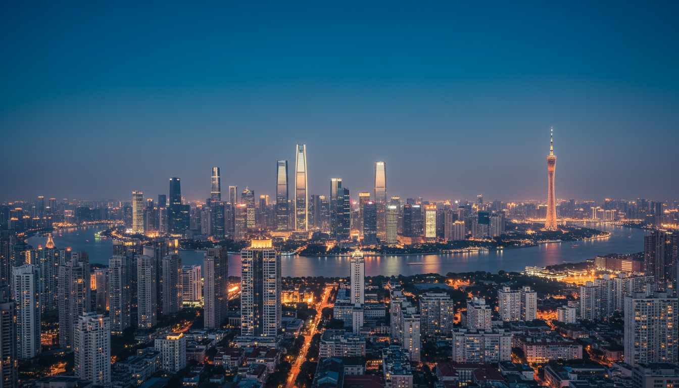 Guangzhou skyline at dusk