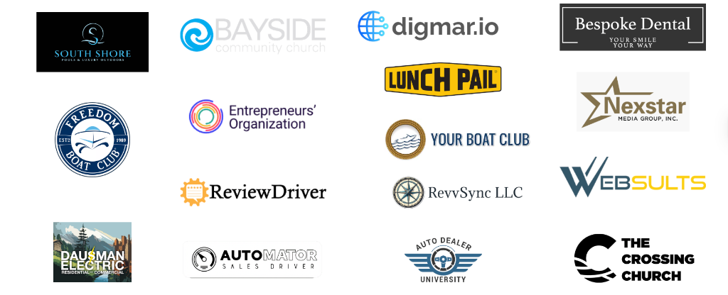 Client logos including Freedom Boat Club, Labor of Love, and other companies partnered with E320 Consulting