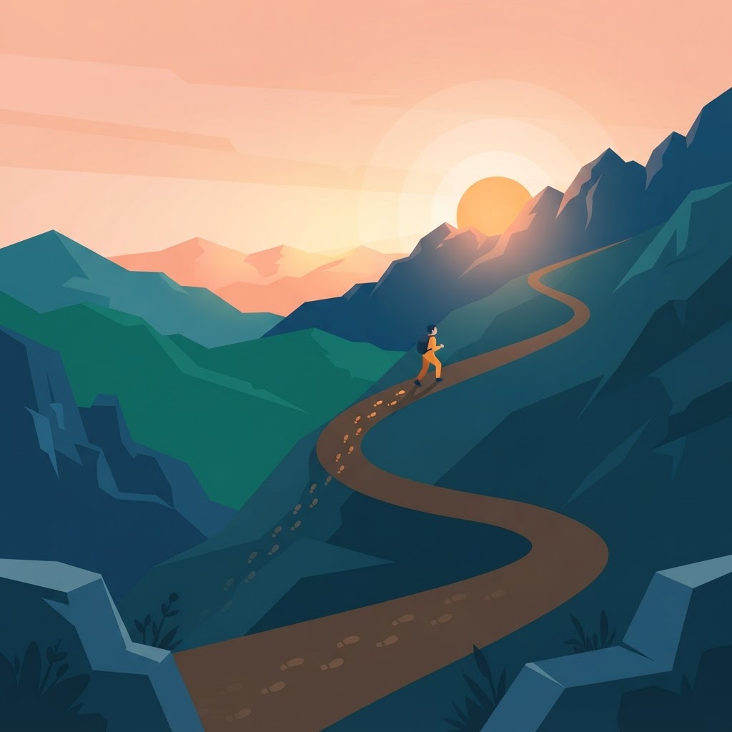 A long road ahead at sunrise