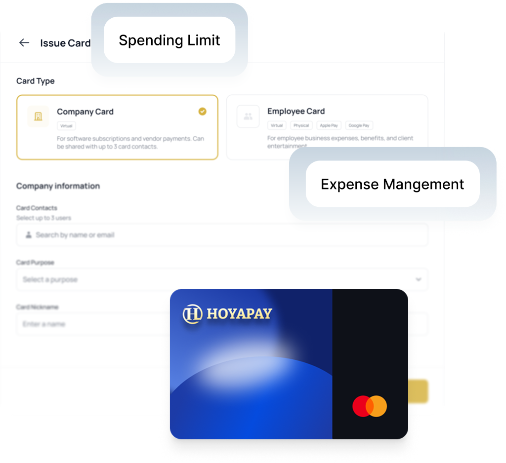 HoyaPay Business Mastercard — Corporate Virtual and Physical Cards