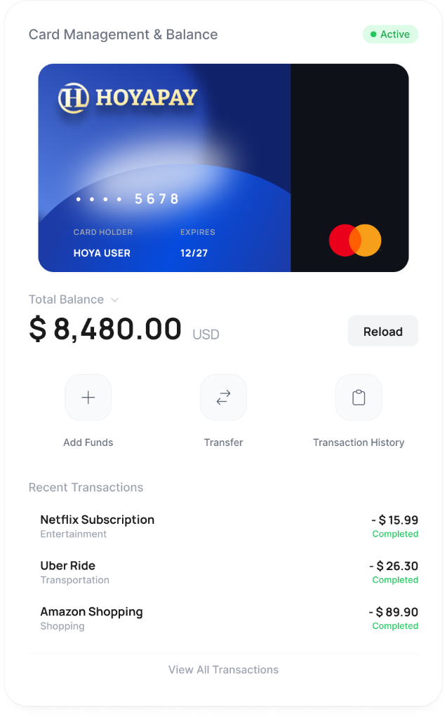 HoyaPay Card Management & Balance