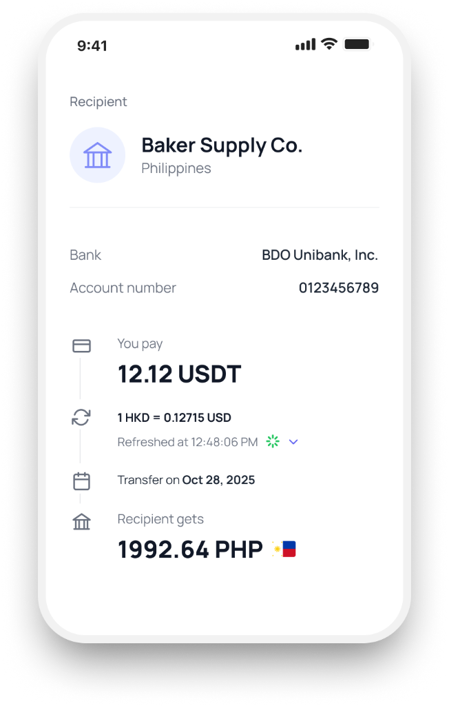 HoyaPay crypto to local currency transfer