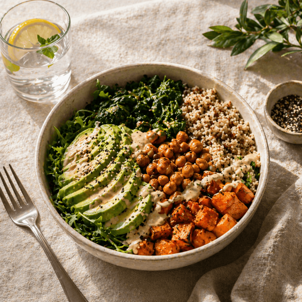 Voedzame bowl met avocado