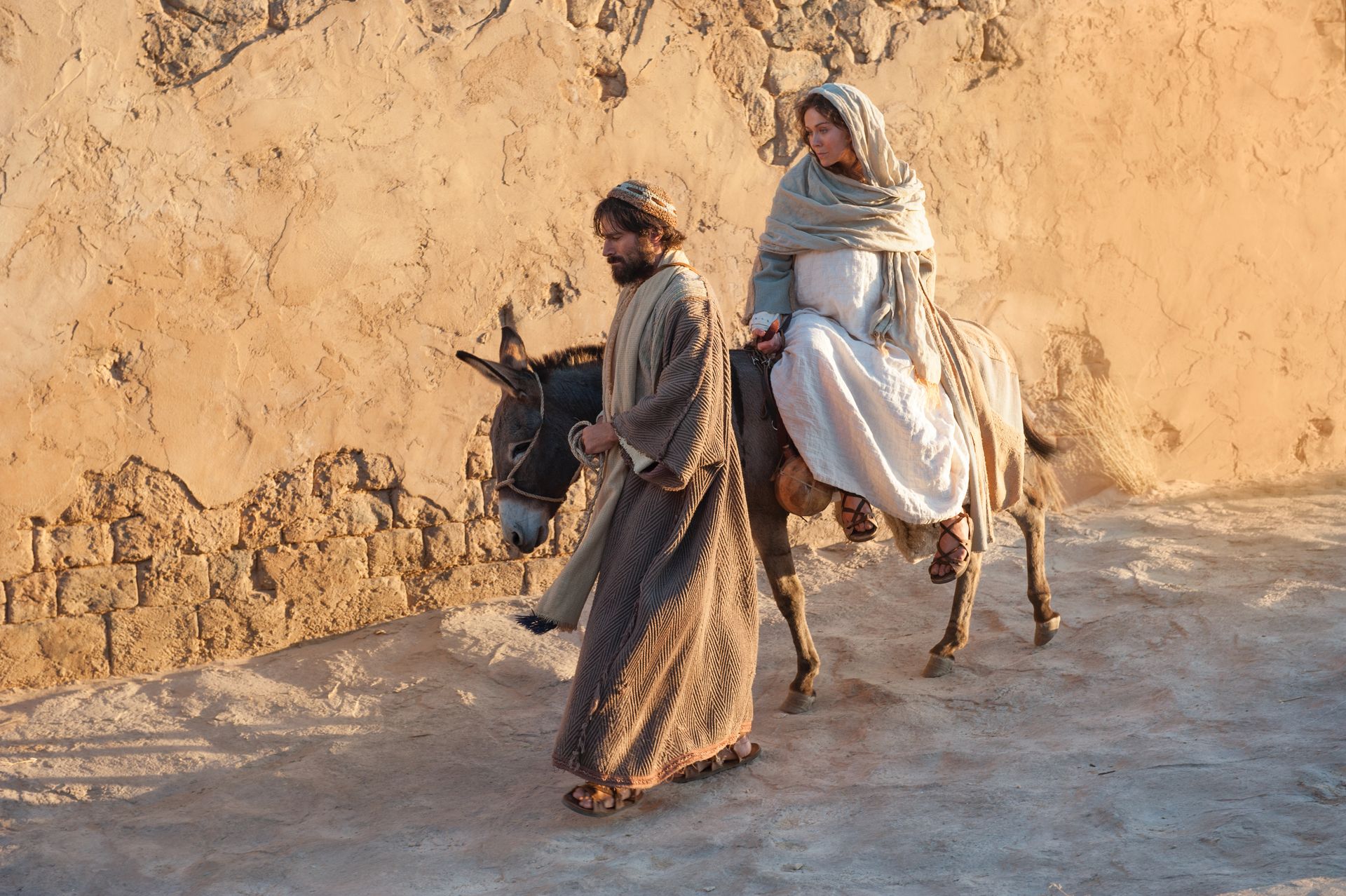 Mary and Joseph traveling to Bethlehem