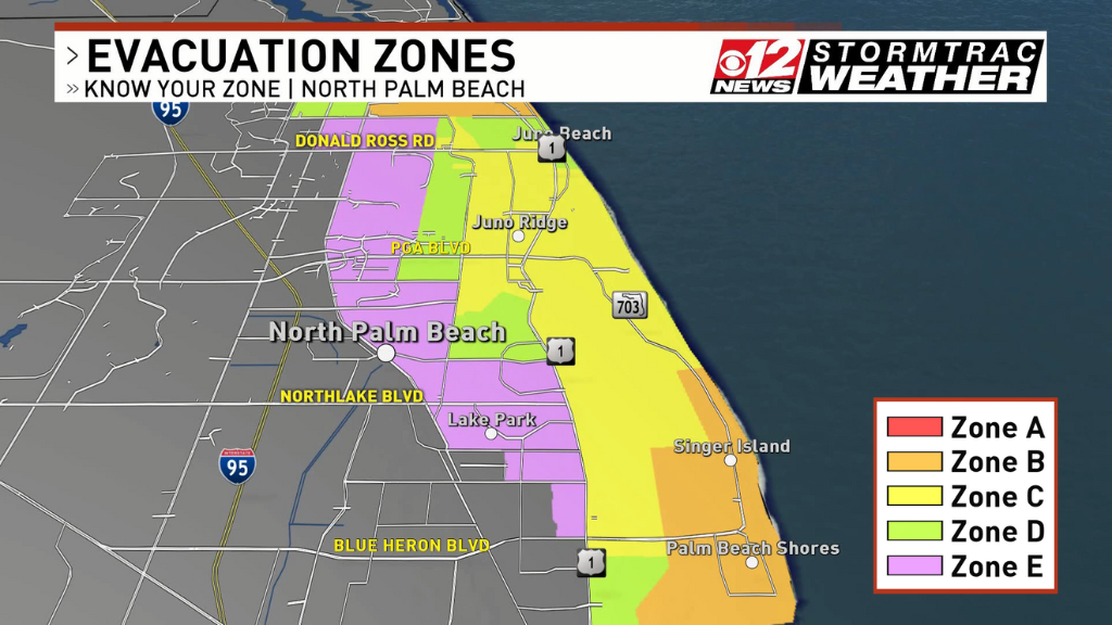 North Palm Beach evacuation zones map