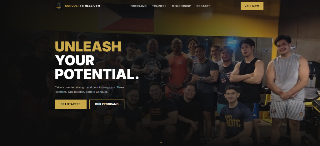 Conquer Fitness website preview