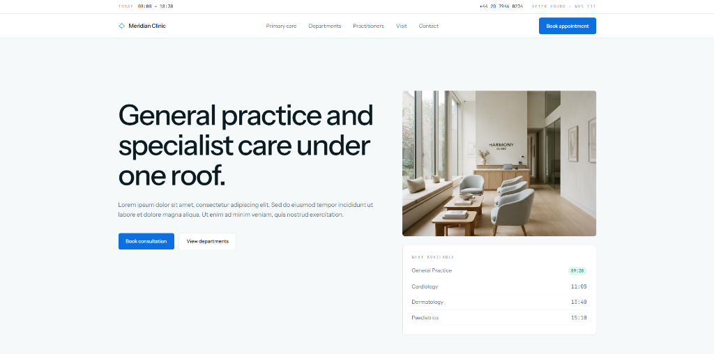 Meridian Clinic website preview