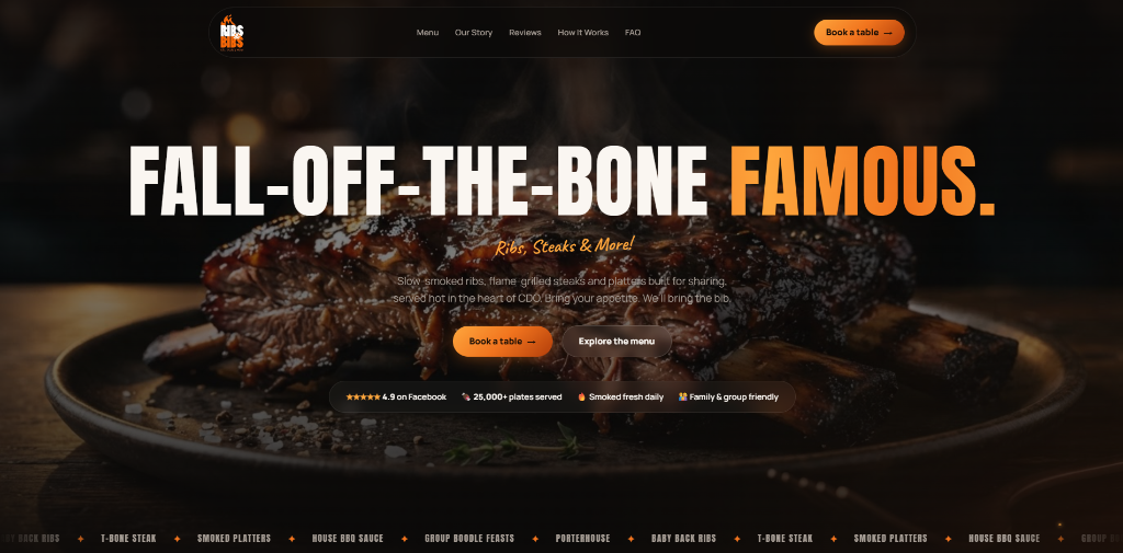 Ribs & Bibs website preview