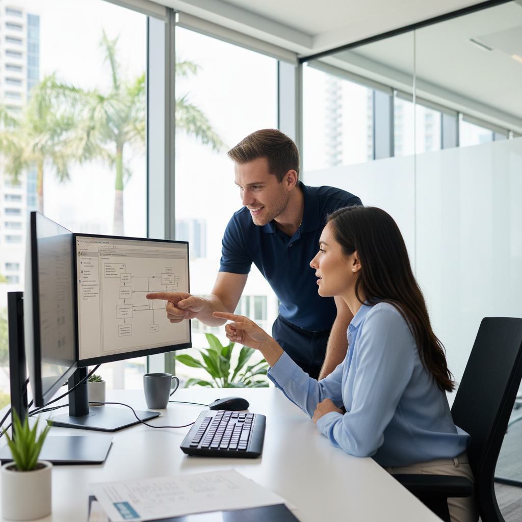 IT professional managing network infrastructure in Miami data center