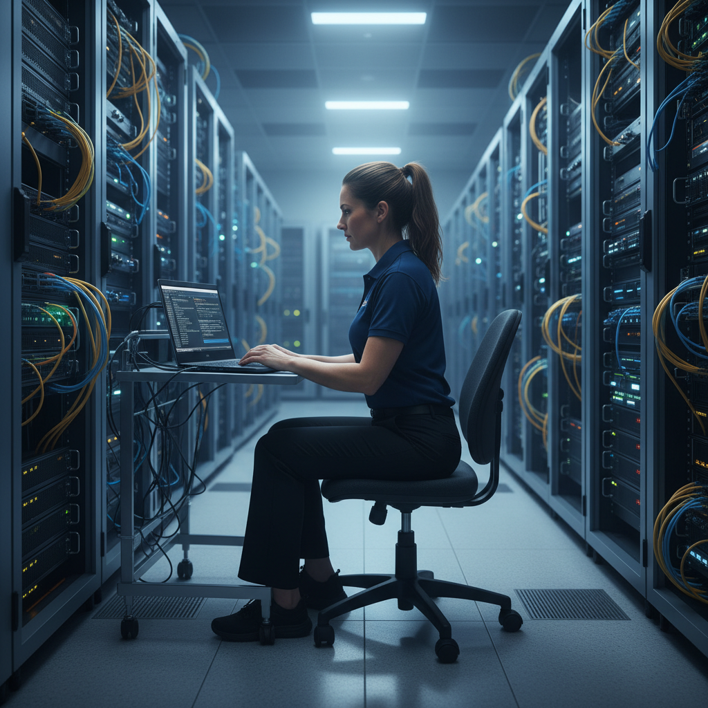 IT professional migrating business data to cloud servers in a South Florida data center