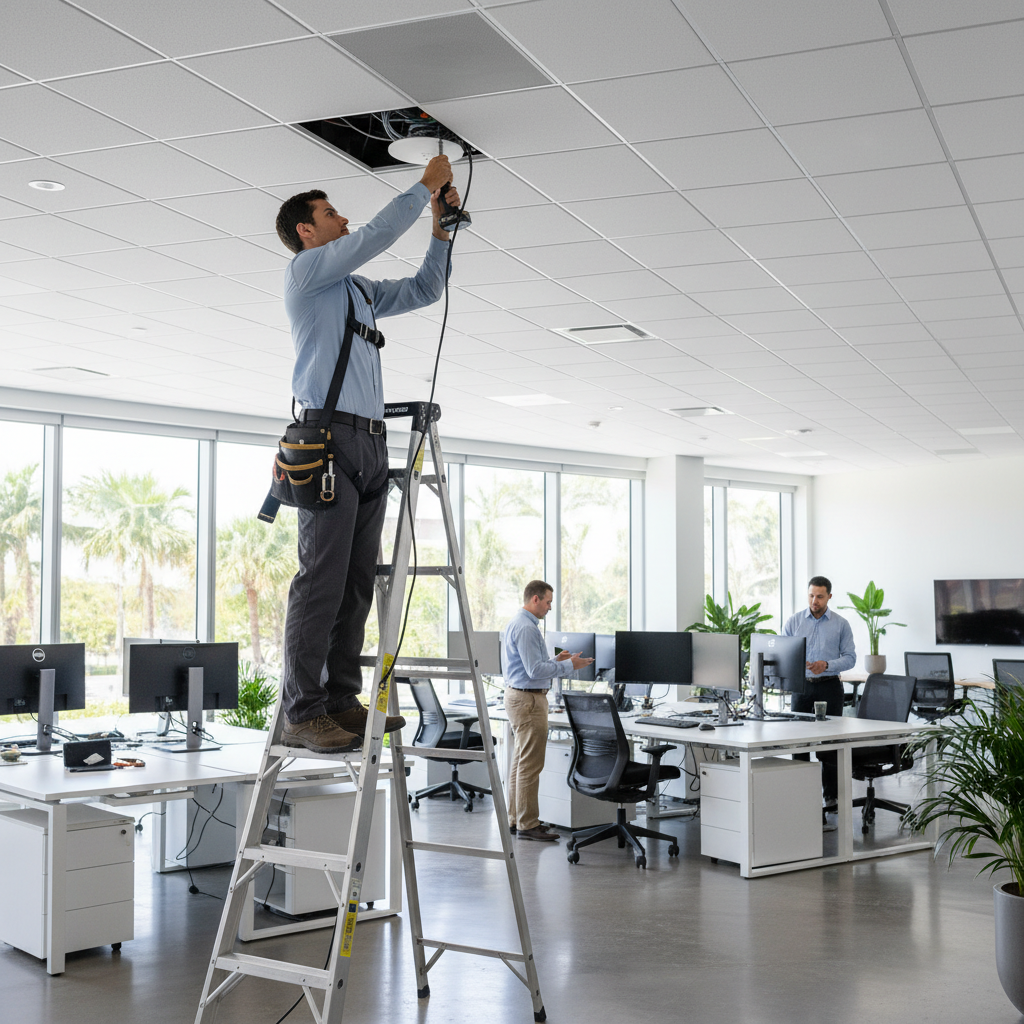 UniFi network switch and access point installation in Miami office