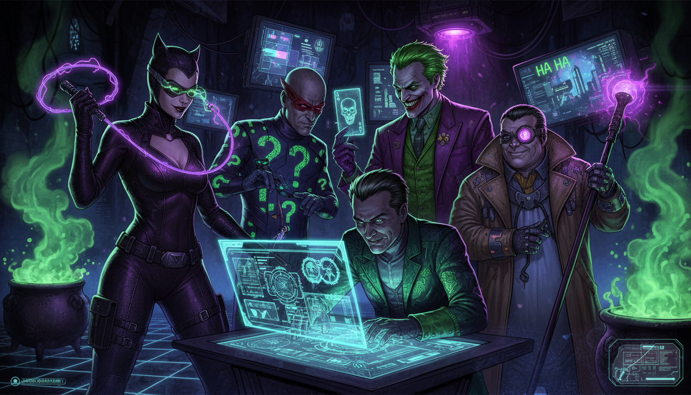 Vilões de Gotham - Mulher Gato, Coringa, Riddler e Penguin