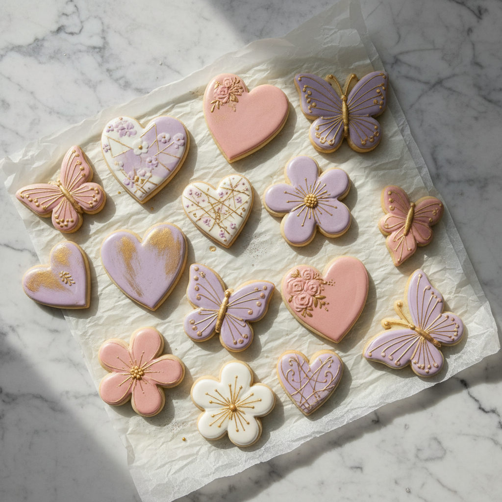 Decorated sugar cookies with royal icing