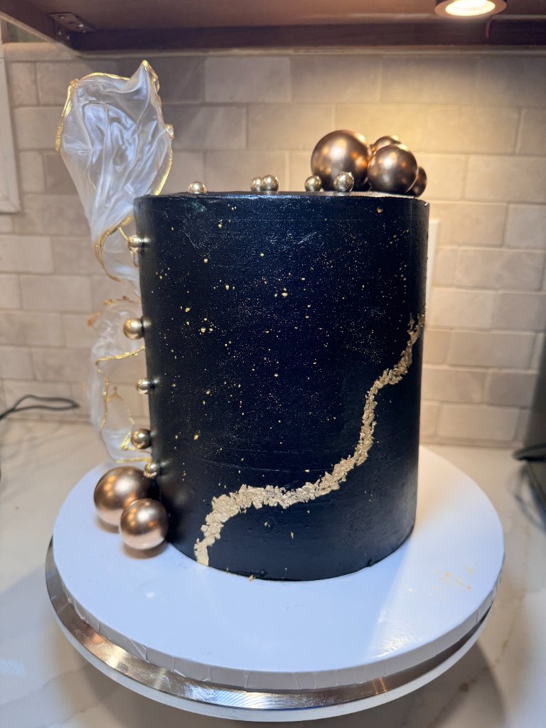 Galaxy Black & Gold Cake