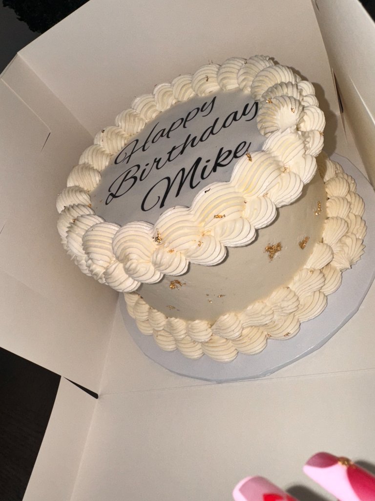 Classic white birthday cake