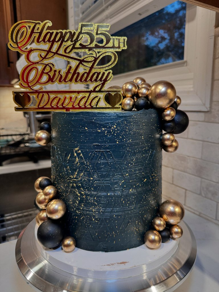 Black & Gold 55th Birthday Cake
