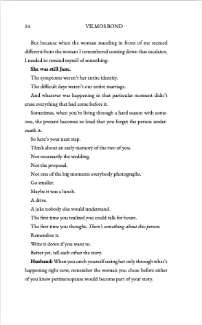 Interior page 14 from Perimenopause Through the Husband’s Eyes: The Co-Pilot’s Handbook, reflecting on remembering the woman and relationship beyond the changes of perimenopause.