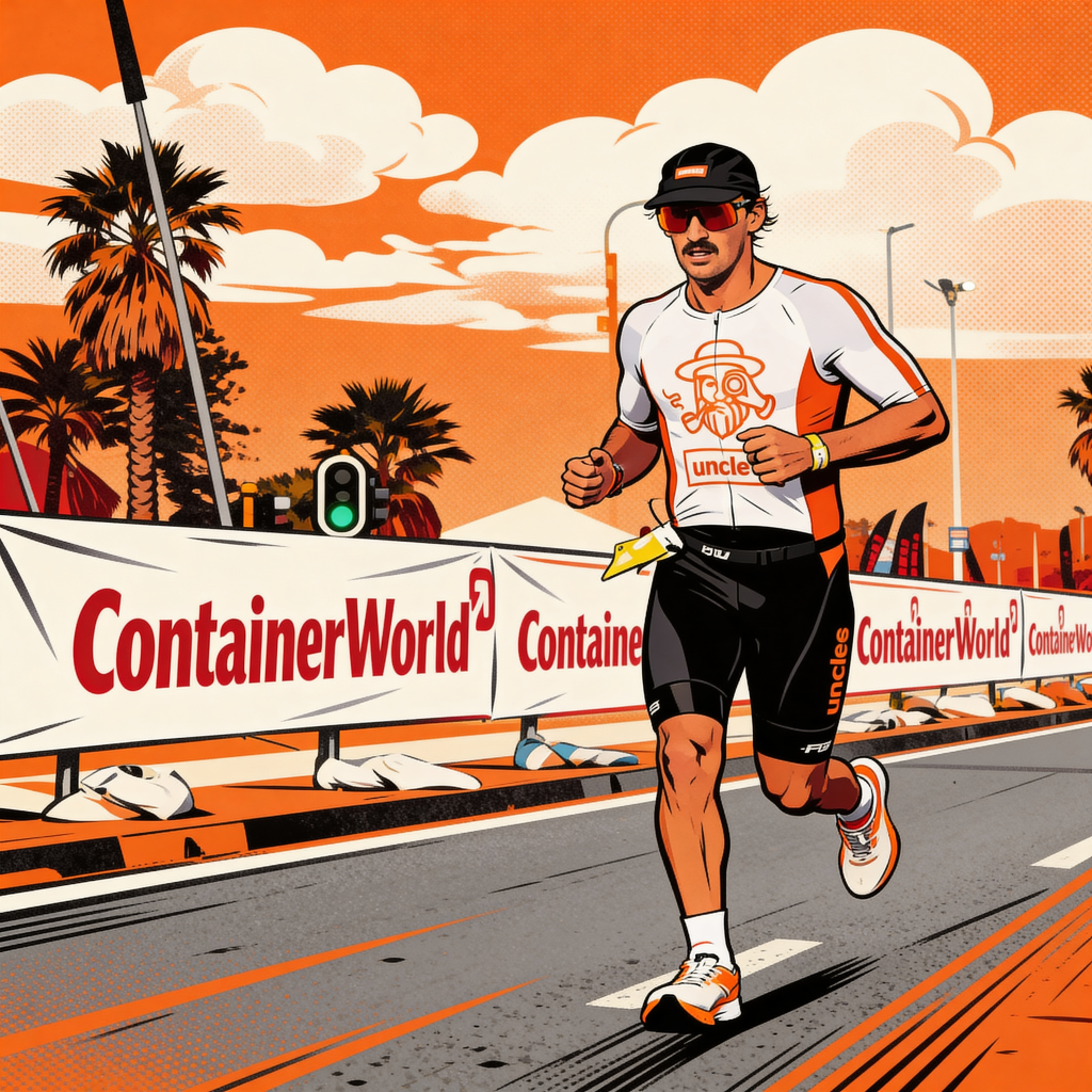 Benno-Lutz van der Merwe — running in Uncles race kit, ContainerWorld