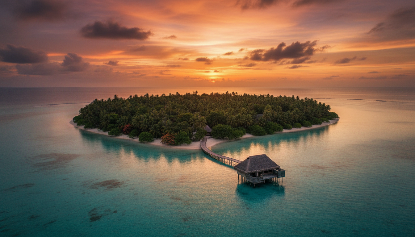 Private island resort aerial view