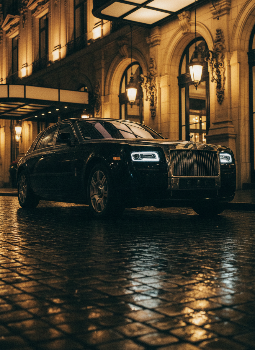 Luxury vehicle at grand hotel