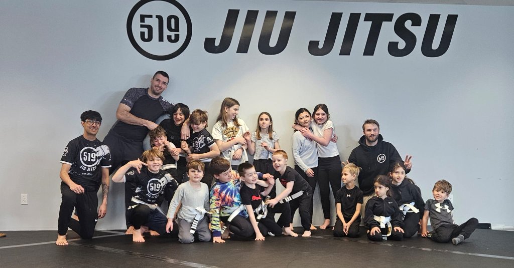 Kids BJJ class at 519 Jiu Jitsu in Guelph — children training in a fun, safe environment