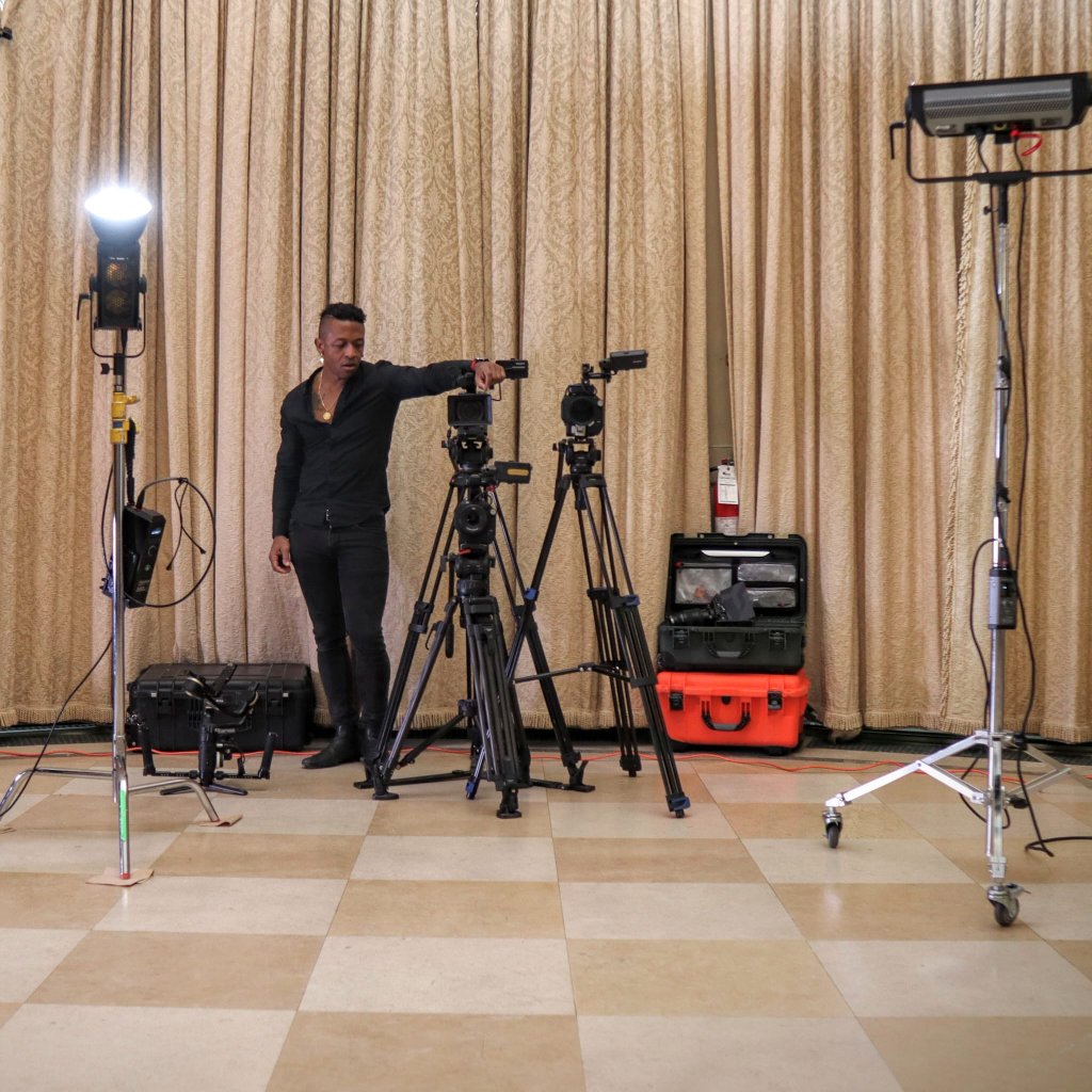 Behind the scenes on a Black & White Media production set