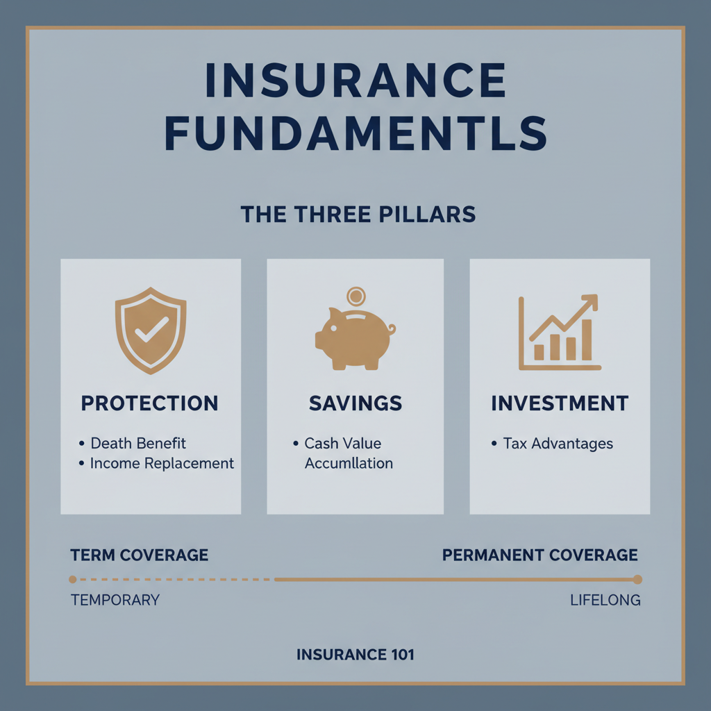 Insurance fundamentals: Protection, Savings, and Investment pillars