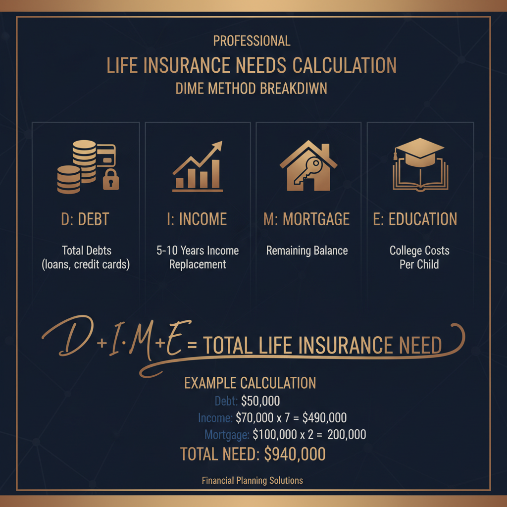 Life insurance needs calculation using DIME method