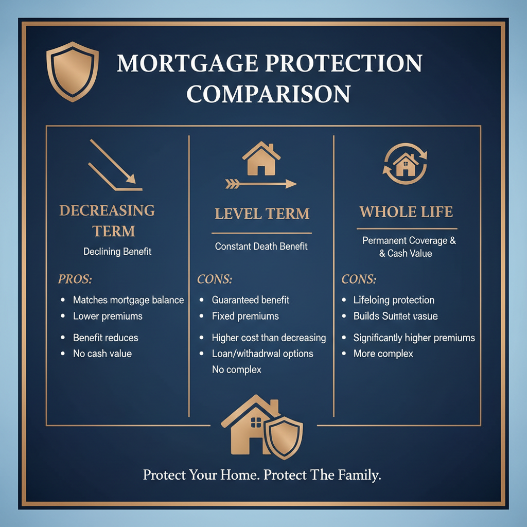 Mortgage protection options: Decreasing Term vs Level Term vs Whole Life