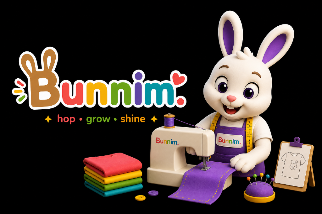 Bunnim mascot in lab