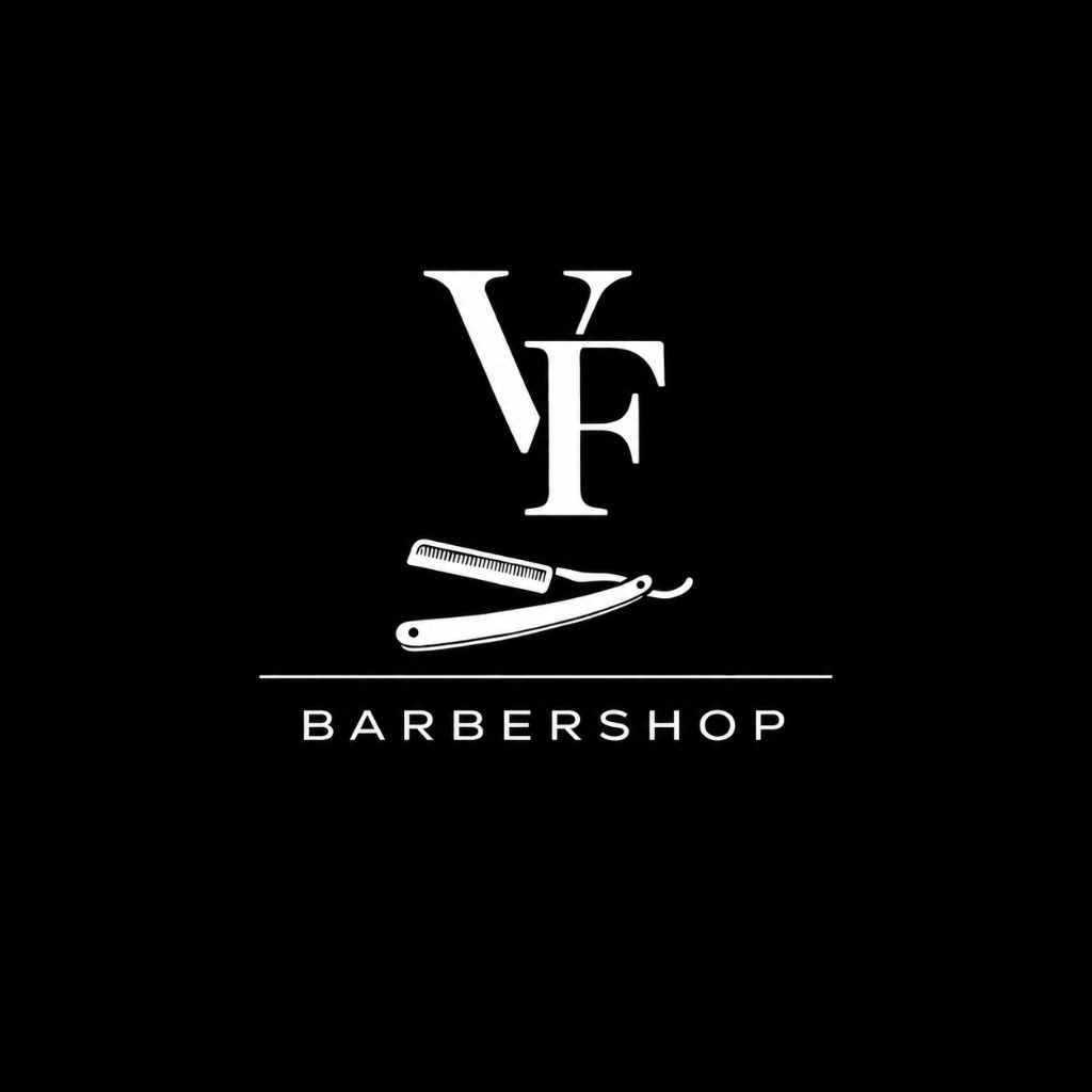 VF Barbershop logo with straight razor and comb