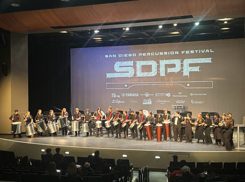 San Diego Percussion Festival — large student ensemble performing on stage