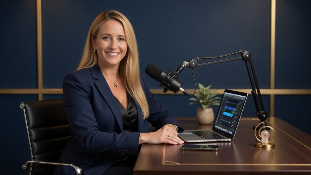 Brandi Kolosky at her podcast desk