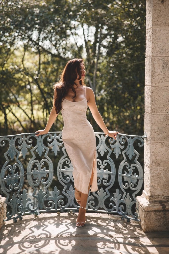 Darian Didier — champagne slip dress