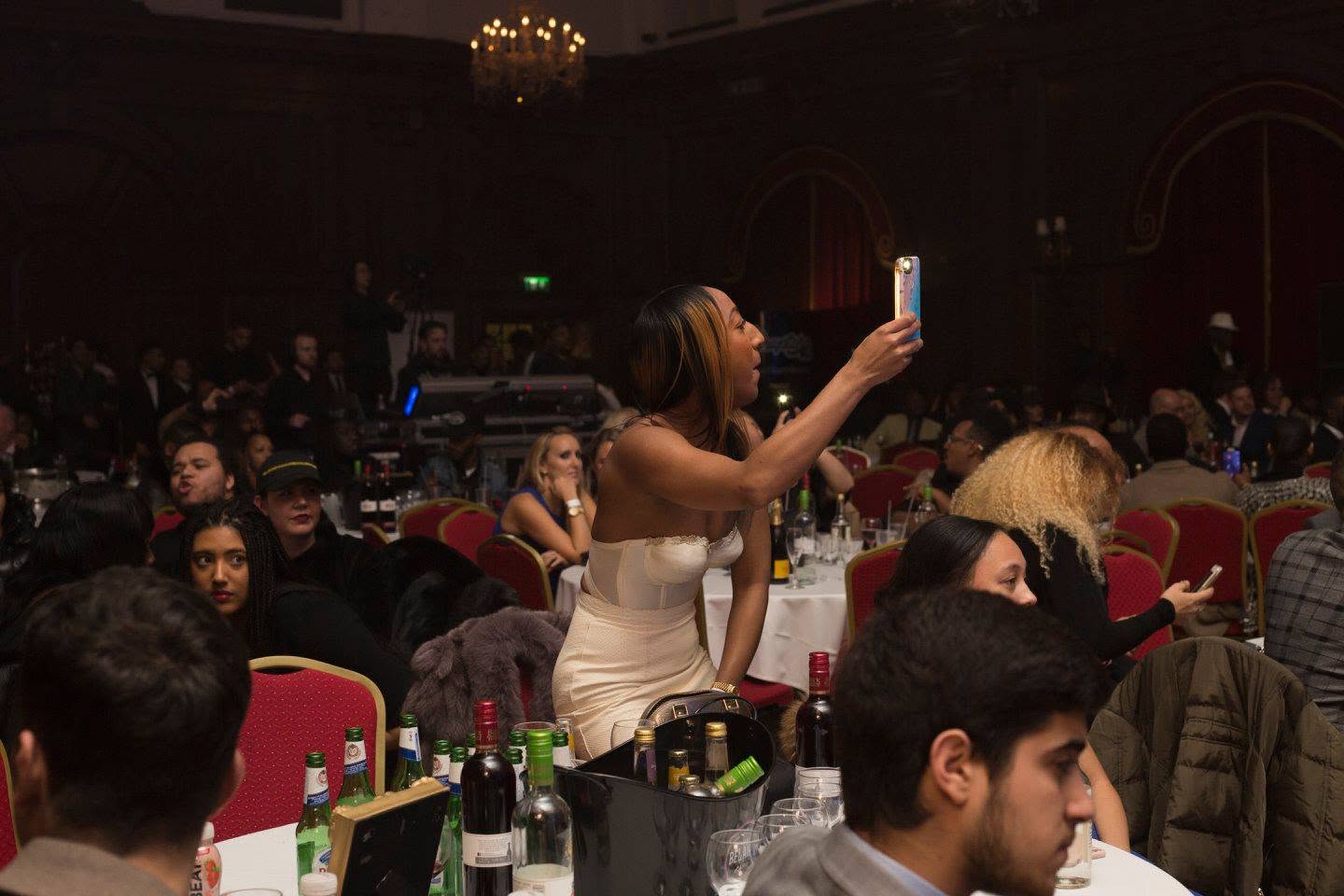 Guests celebrate at the Urban Music Awards gala in London