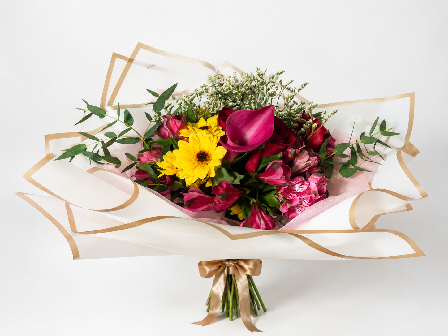 Luxury bouquet of red roses and lilies - bespoke arrangement by Kalea Arrangements