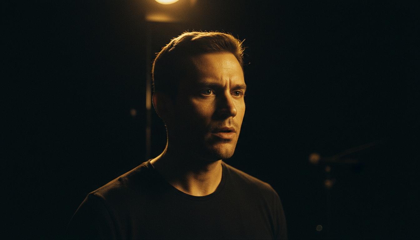 Cinematic actor under spotlight