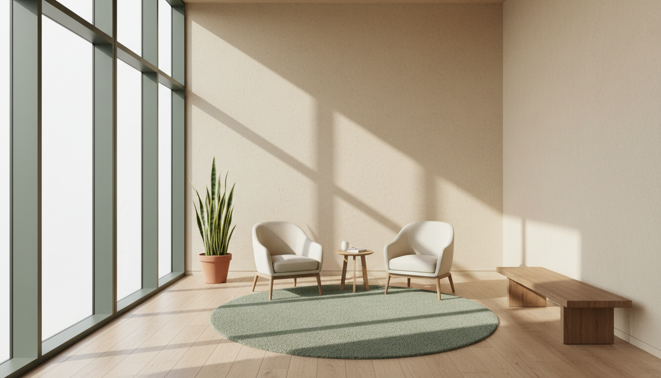 Serene therapy space with natural light