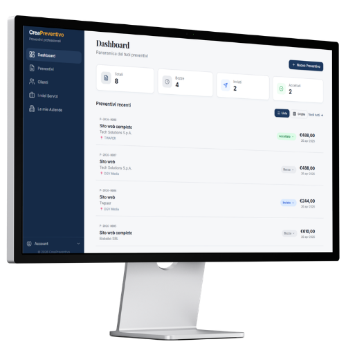 Dashboard desktop CreaPreventivi