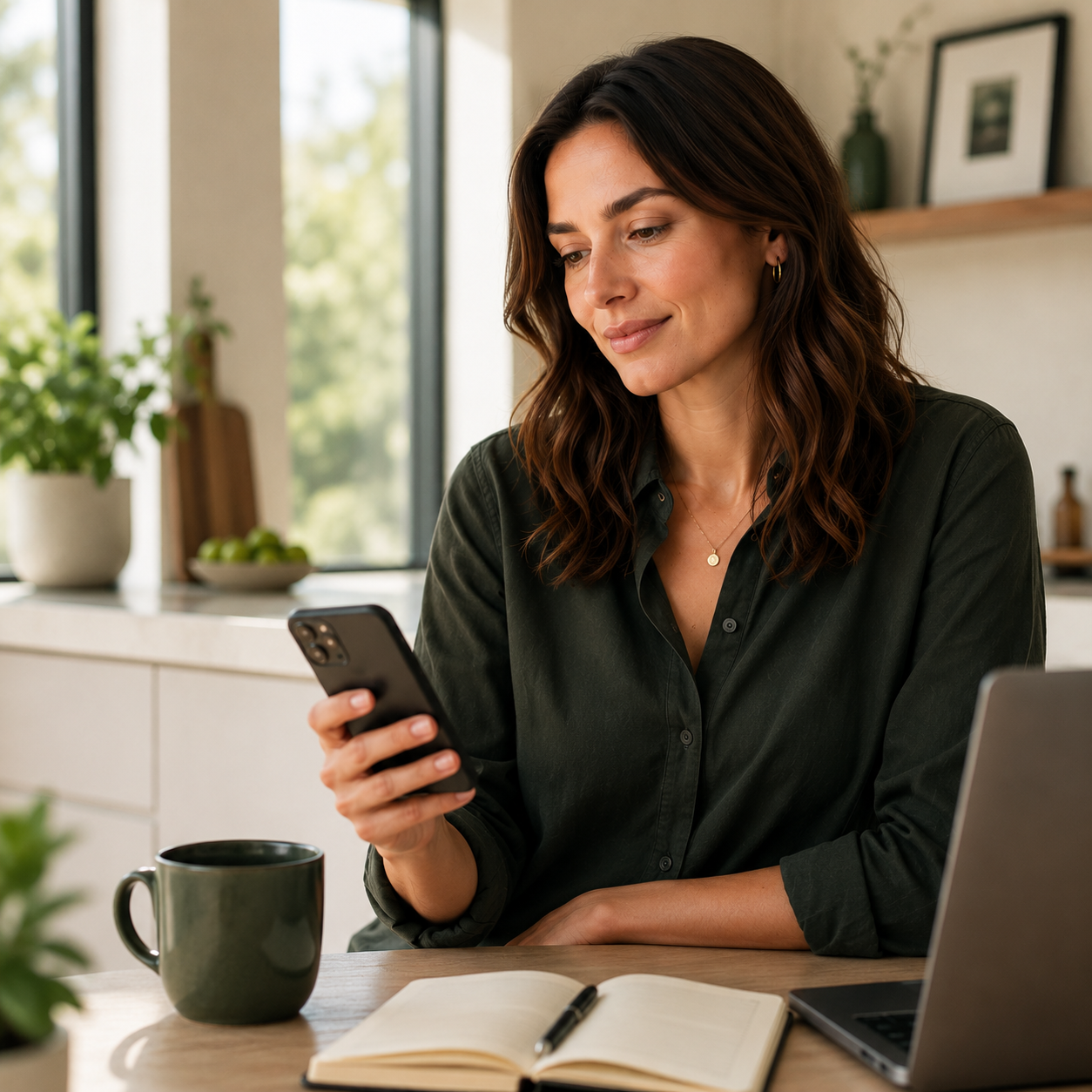 Woman using Eleri on her phone