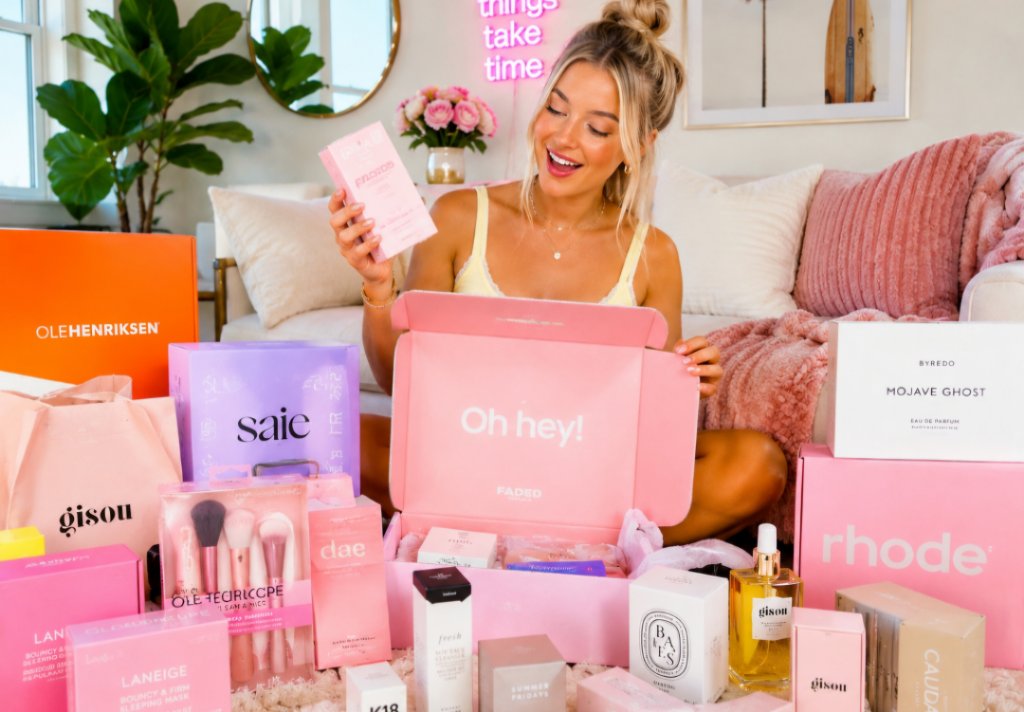 Influencer with her PR packages