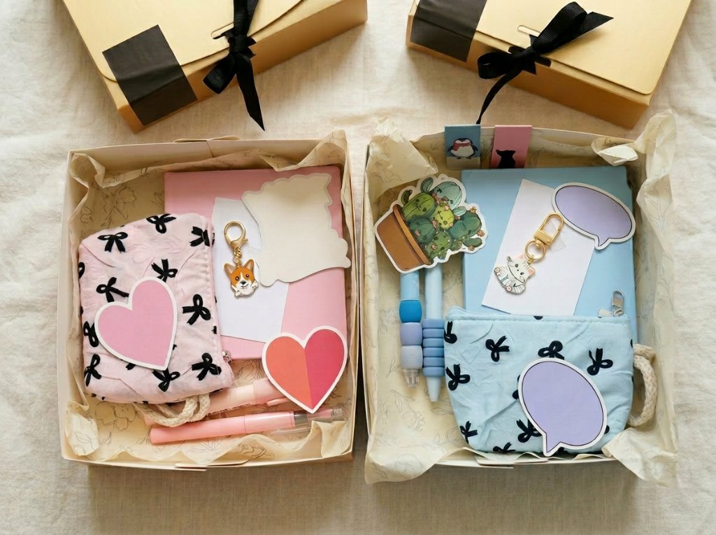 Cute farewell gift box with matching stationery set for best friends UAE
