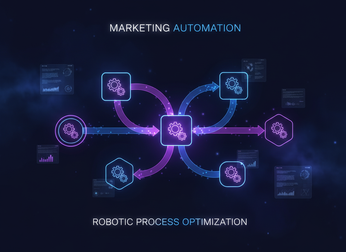 Futuristic automation workflow with connected nodes