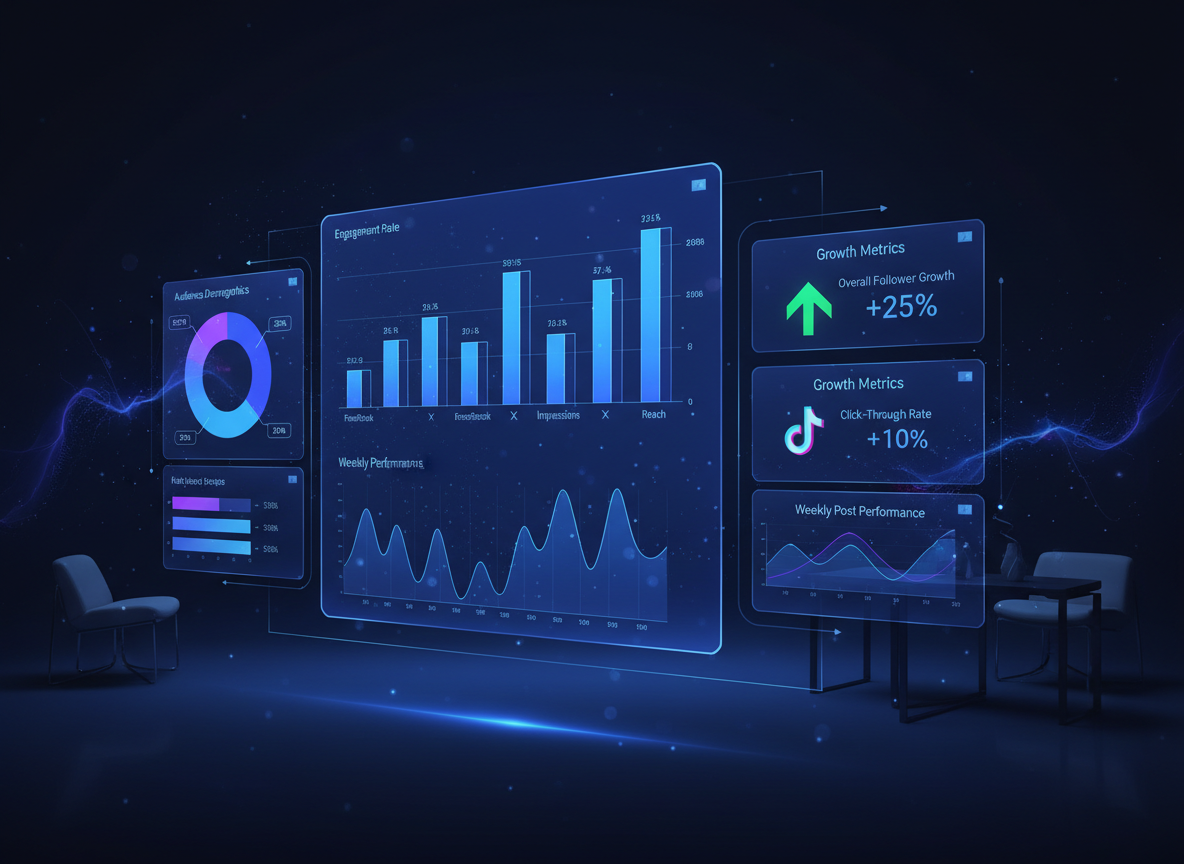 Analytics dashboard with charts and performance metrics