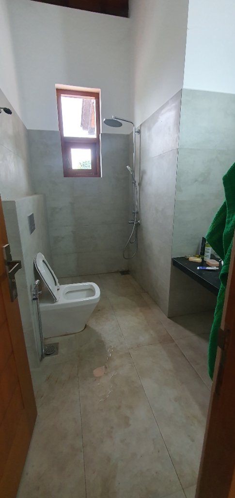 Bathroom Interior — Wall-Mounted Toilet & Shower Fixtures