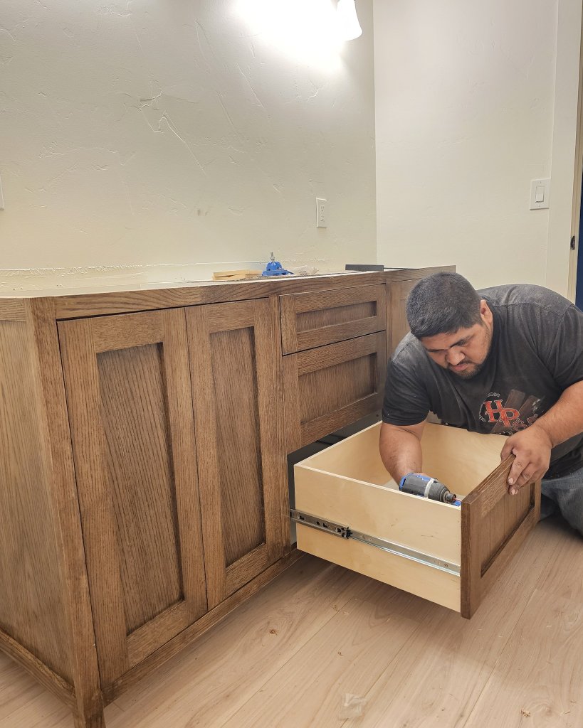 Custom Oak Cabinet Installation