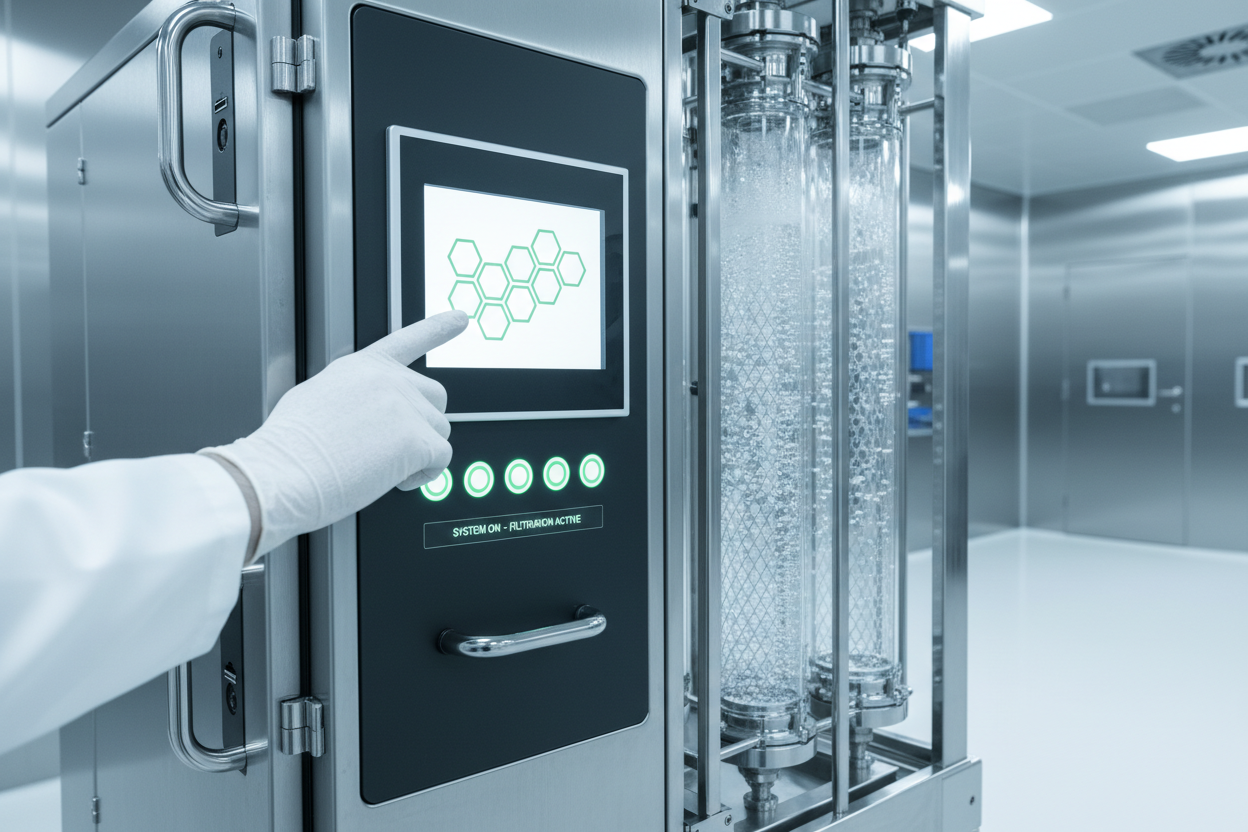 Professional cleaning technician operating advanced equipment