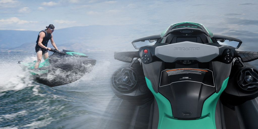Woman riding a Sea-Doo on a sunny day on Okanagan Lake