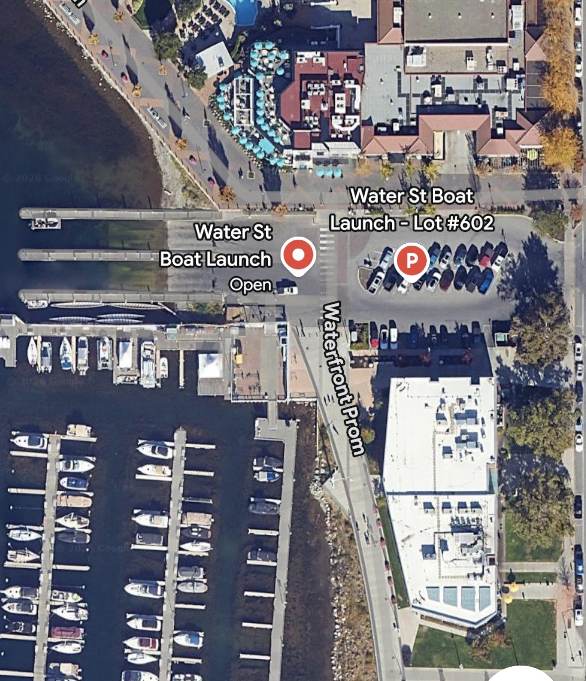 Water Street boat launch location map, Kelowna BC