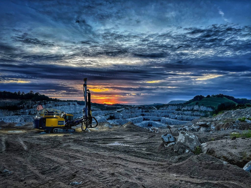 Drill rig at sunset